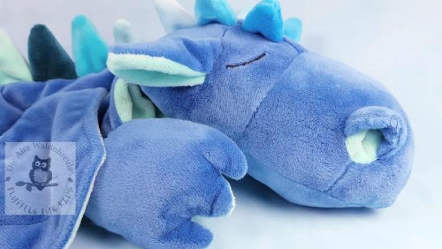 Fluffeltuch Drache Samu in rauchblau und mint