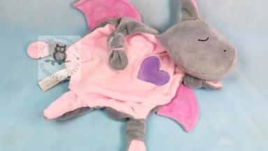 Schnuffeltuch Hippodrache Felix in grau und rosa